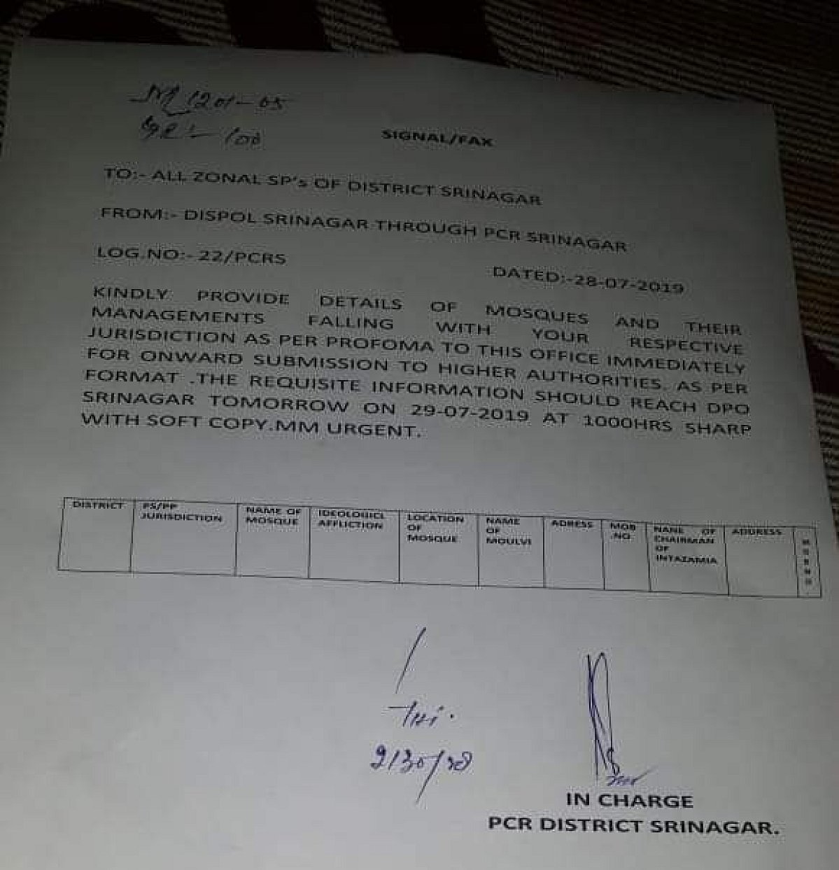 سری نگر کی مساجد رڈار پر، مولویوں کے نام سمیت تمام تفصیلات طلب