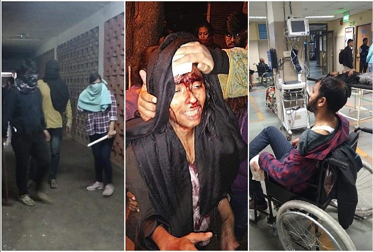 جے این یو میں گھسے نقاب پوش حملہ آور، یونین کی صدر سمیت 15 طلباء ایمس میں داخل