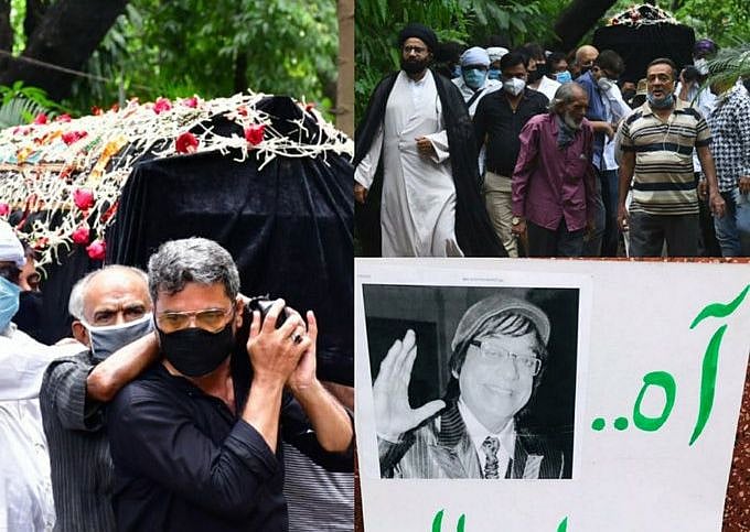 ممبئی: سپردِ خاک ہوئے 'سورما بھوپالی'، بیٹے جاوید اور نوید جعفری نظر آئے غمگین