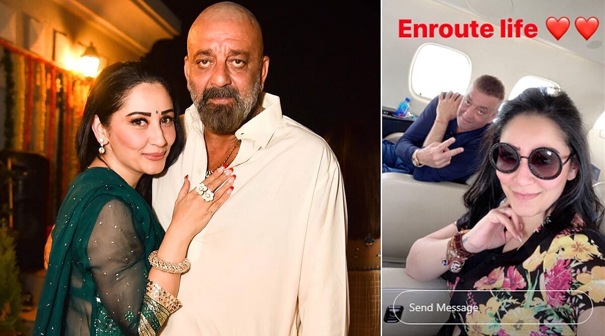کینسر میں مبتلا سنجے دَت دوبئی روانہ، بیگم نے شیئر کی فلائٹ کے اندر کی تصویریں