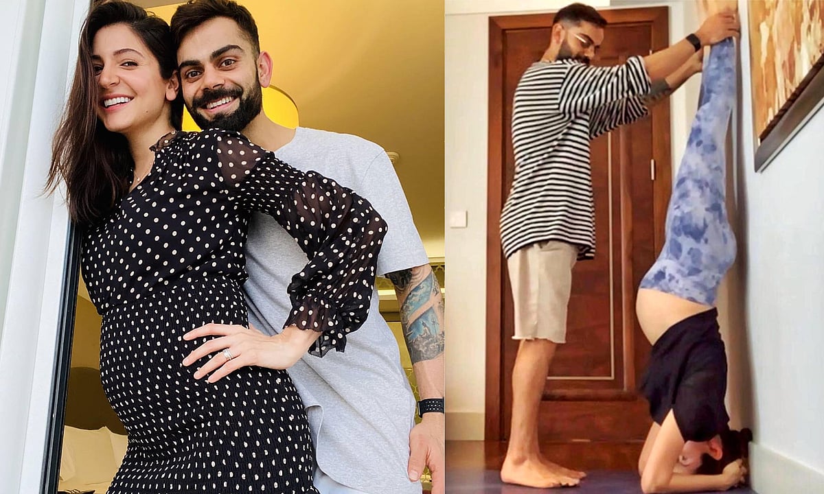 بچے کی آمد کا انتظار کر نے والی انوشکا نے کوہلی کی مدد سے کیا ’یوگاسن‘