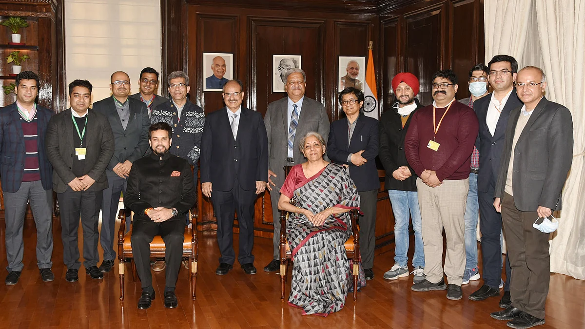 Union Minsiter for Finance and Corporate Affairs, Nirmala Sitharaman with the team working on Union Budget 2020-22 / UNI