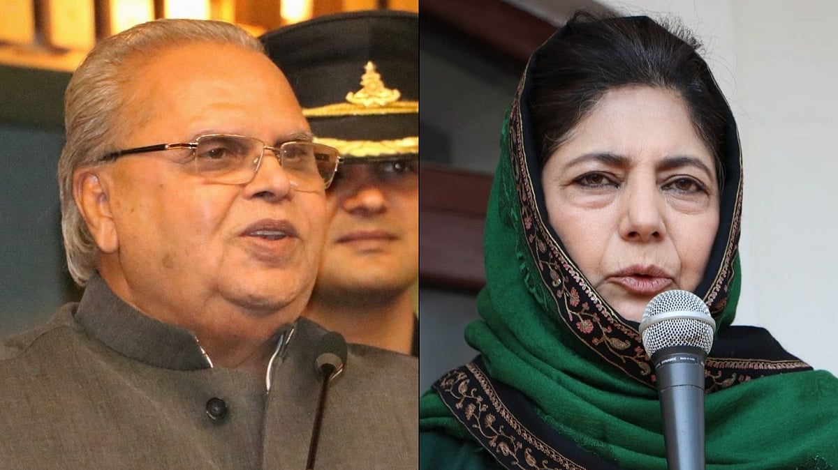 محبوبہ مفتی اور ستیہ پال ملک، تصویر آئی اے این ایس