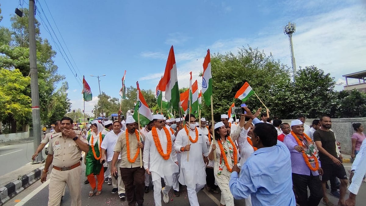 کانگریس کارکنان نے آج مشرقی دہلی پارلیمانی حلقہ میں نکالی ’آزادی کی گورو یاترا‘