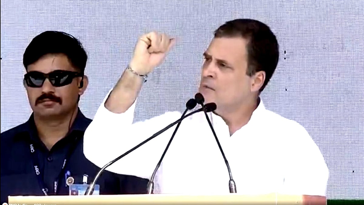 ہلہ بول ریلی سے خطاب کرتے ہوئے راہل گاندھی / ویڈیو گریب
