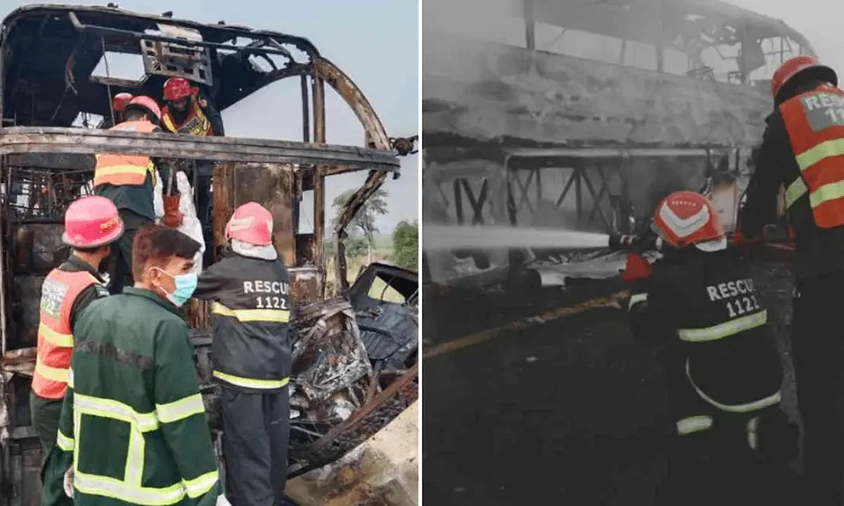 پاکستان میں اندوہناک سڑک حادثہ، 20 مسافر زندہ جل گئے