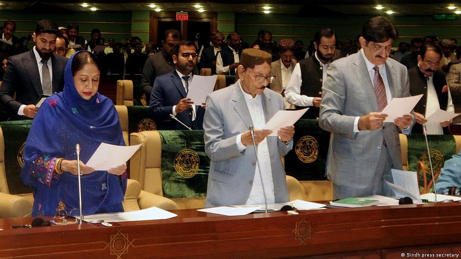 سندھ اسمبلی میں تقریب حلف برداری، اپوزیشن جماعتوں کا احتجاج