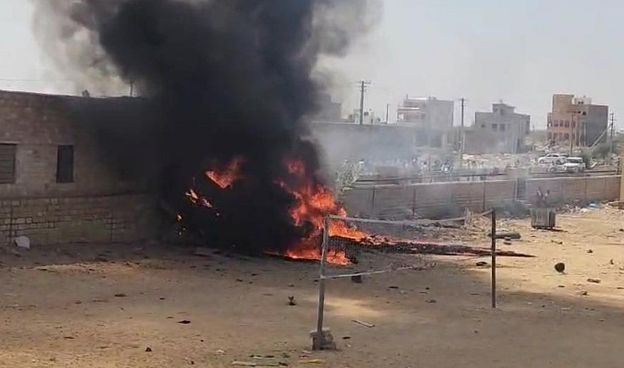 فضائیہ کا جنگی طیارہ ’تیجس‘ جیسلمیر میں حادثہ کا شکار، لمحہ بھر میں بن گیا آگ کا گولہ