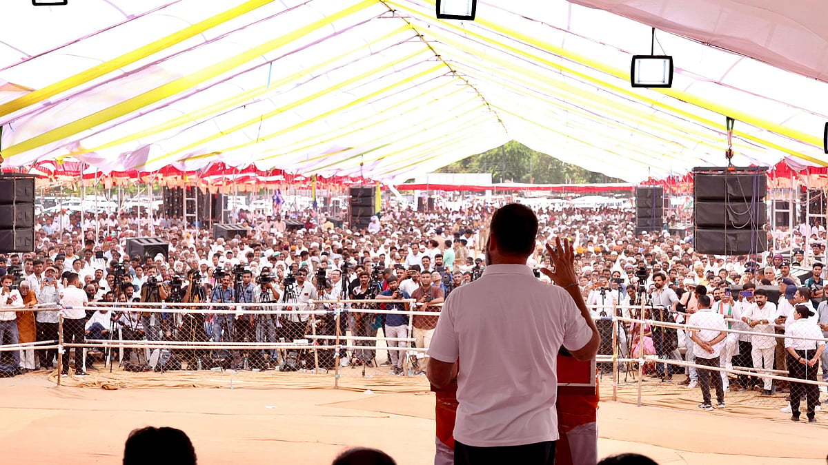 <div class="paragraphs"><p>گجرات کے پاٹن میں جلسۂ عام سے خطاب کرتے ہوئے راہل گاندھی، تصویر @INCIndia</p></div>