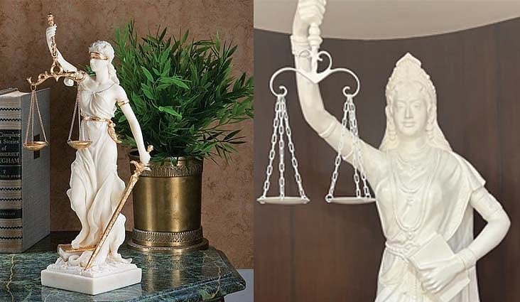 عدالت میں رکھی جانے والی ’قانون کی دیوی‘ تبدیل، آنکھوں سے پٹی ہٹائی گئی اور ہاتھ میں تلوار کی جگہ آئین نظر آ رہا