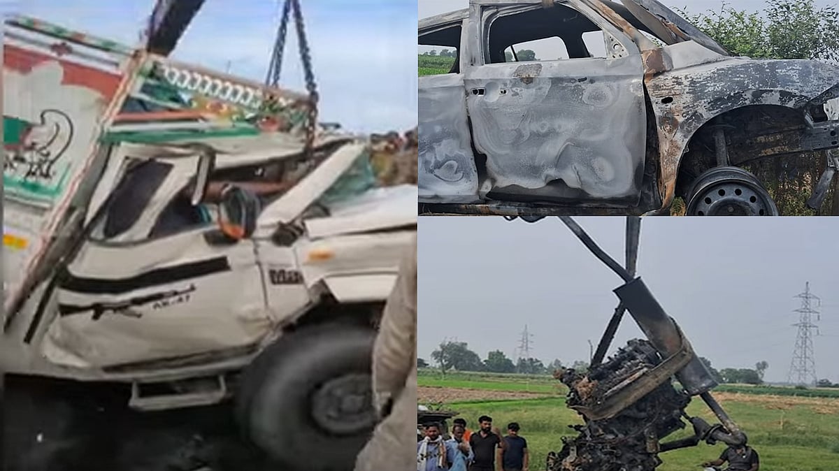 بلند شہر میں کار میں آگ لگنے سے زندہ جل کر 5 افراد کی موت، آگرہ میں پک اَپ نے راہگیروں کو کچلا، 4 کی موت