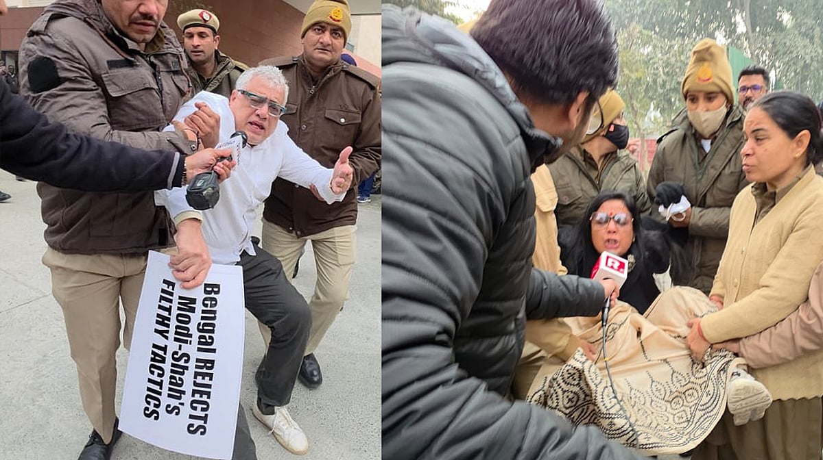 وزارت داخلہ کے سامنے دھرنا دے رہے ٹی ایم سی کے 8 ارکان پارلیمنٹ زیر حراست، پارٹی کا سخت ردعمل