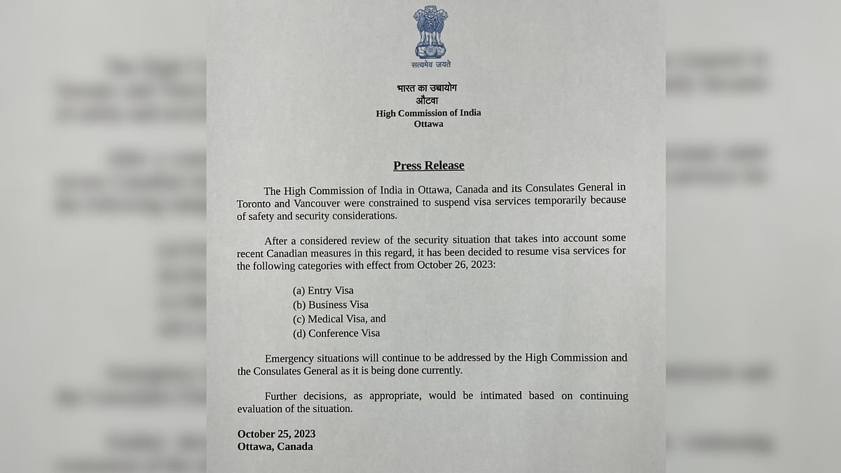 <div class="paragraphs"><p>India Canada: भारत ने कनाडा के लिए वीजा सेवा पर लगी रोक हटाई, 4 श्रेणियों में मिली मंजूरी</p></div>