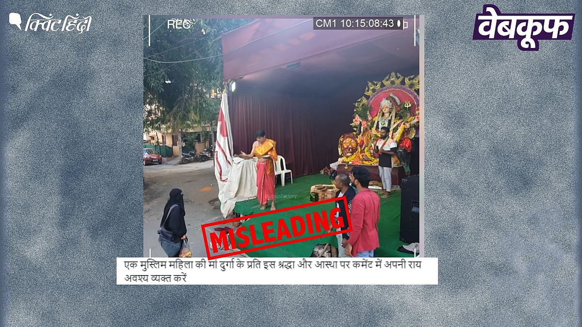 <div class="paragraphs"><p>दुर्गा पंडाल में आकर पूजा करती मुस्लिम महिला का यह वीडियो स्क्रिप्टेड है</p></div>