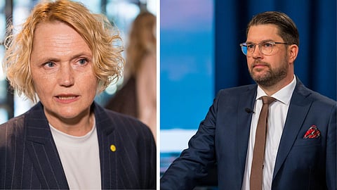 Anna-Karin Hatt (C) och Jimmie Åkesson (SD)