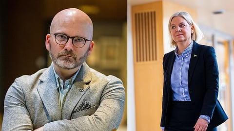 Charlie Weimers (SD) och Magdalena Andersson (S)