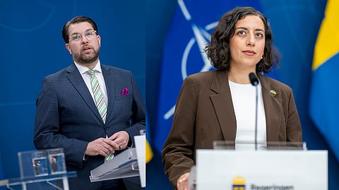 SD-ledaren Jimmie Åkesson och L-ledaren Simona Mohamsson. 