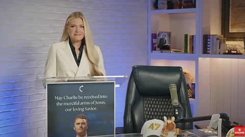 Erika Kirk uttalde sig för första gången om sin man Charlie Kirk efter hans död.