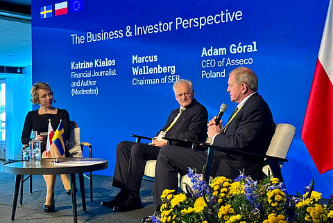 Panelsamtal om Polens näringsliv och om att investera i Polen, på Polens ambassad tidigare i år. Moderator (t.v) är författaren och journalisten Katrine Kielos.