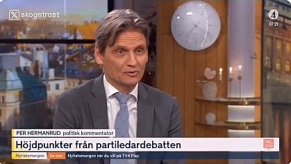 TV4‑profilens nya klavertramp: Delar upp politiken i två sidor - den gröna och den röda