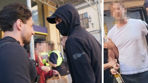 Nick Alinia omringades och attackerades av vänsteraktivister