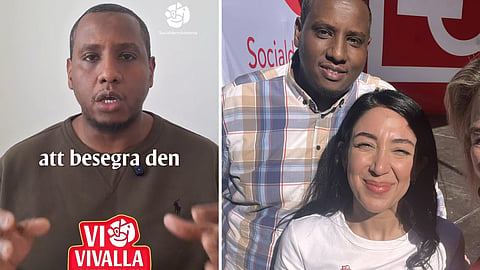 Socialdemokraten Abdullahi Abukar poserar med S-toppen Lawen Redar.