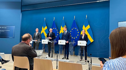 Pressträff på Regeringskansliet. 