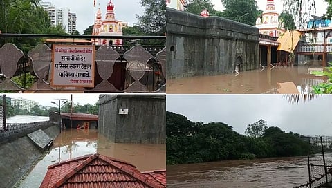 पिंपरी-चिंचवड मधील मोरया गोसावी मंदिर पाण्याखाली 