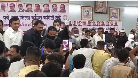 ना सोशल डिस्टसिंग, ना मास्क; कोविड नियमांचा काँग्रेसभवनात फज्जा!