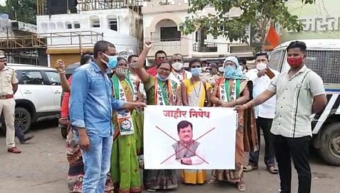 नंदुरबारमध्‍ये दरेकरांच्‍या राजीनाम्‍याची मागणी; राष्‍ट्रवादीतर्फे आंदोलन