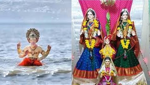 मुंबईत कोरोनाच्या सावटाखाली पाच दिवसांच्या बाप्पाला आणि गौराईला निरोप