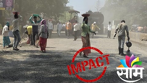 साम इम्पॅक्ट: बीड शहरातील मुख्य महामार्गावरील खड्डे बुजवण्यास सुरुवात...
