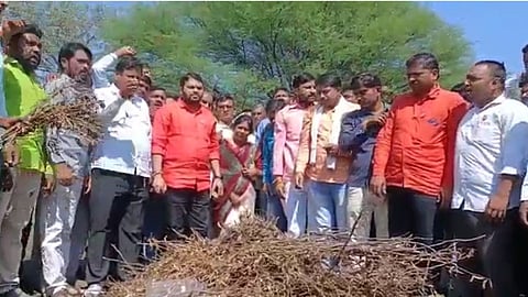 Buldhana : रविकांत तुपकरांच्या नेतृत्वात, सडलेले सोयाबीन जाळून आंदोलनाला सुरुवात
