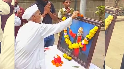 Sangli : बाबासाहेब पुरंदरेंच्या अस्थीकलशाचे दर्शन घेत संभाजी भिडेंनी वाहिली श्रद्धांजली