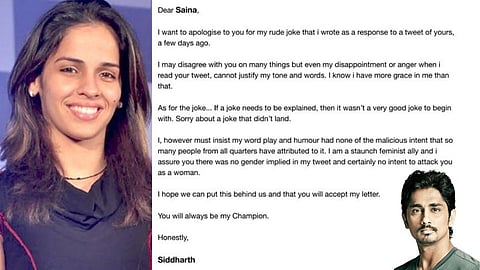Siddharth apologises to Saina Nehwal