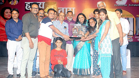 vrushaliraje bhosale feliciated satara rangkarmi group in satara city recently.