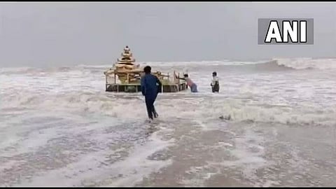 Visakhapatnam golden chariot washed to seashore due to asani cyclone