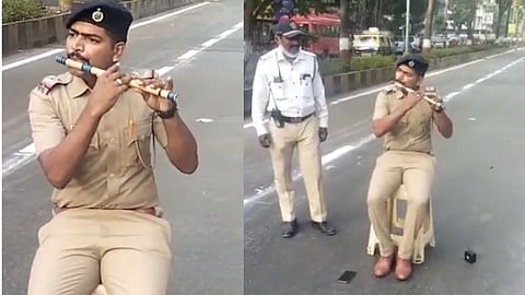 police sub-inspector from Mumbai is playing sandese aate hai song on flute video goes viral