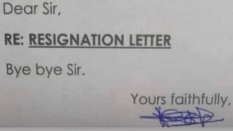 Bye Bye Sir! Unique  Resignation Letter in three words goes viral