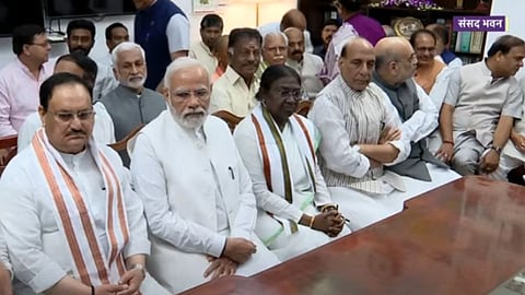 NDA's Presidential candidate Draupadi Murmu files her nomination in the presence of PM Modi. 