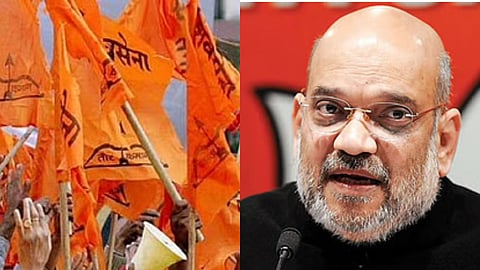 Shivena flag and amit Shah 
