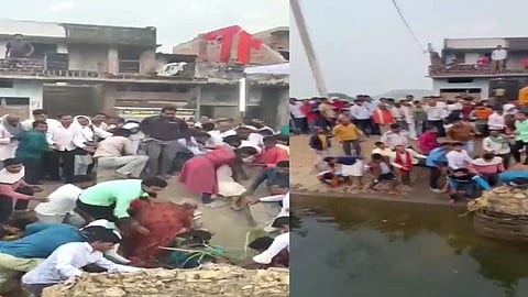 Bridge collapsed in Chandauli Saraiya village/ANI/Twitter