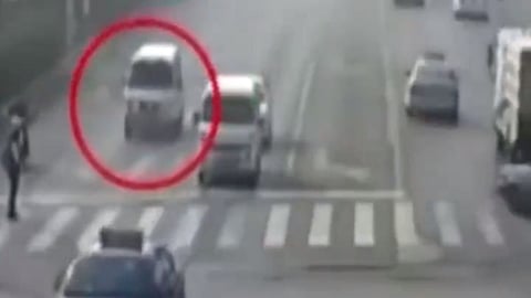 mysterious incident was caught on the CCTV camera  shocking strange road accident video goes viral 