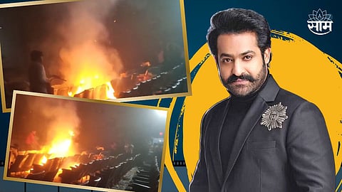 Jr Ntr Fans Burn Firecrackers In Theater
