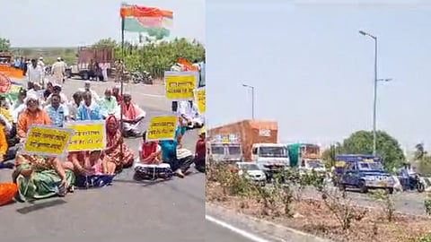 Solapur Tuljapur Highway  , solapur news, Rayat Kranti Sanghatana, Rasta Roko Andolan, Farmers, surat chennai greenfield highway