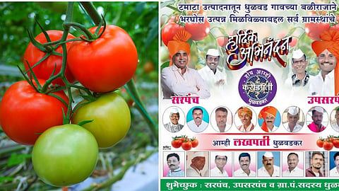Nashik News: १५ करोडपती, ५२ लखपती.. टोमॅटोच्या उत्पन्नाने 'धुळवडकर' झाले मालामाल; बॅनरची होतेयं जिल्ह्यात चर्चा