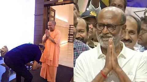 Rajinikanth Touching Yogis' Feet