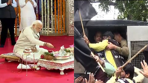 PM Narendra Modi Pune Visit at start Opposition Congress workers are aggressive 
