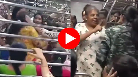 fights slaps abuses as fight breaks out in crowded mumbai local video went viral 