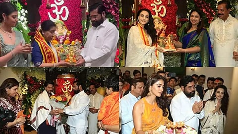 Cm Eknath Shinde Home Visit Bollywood Celebrity